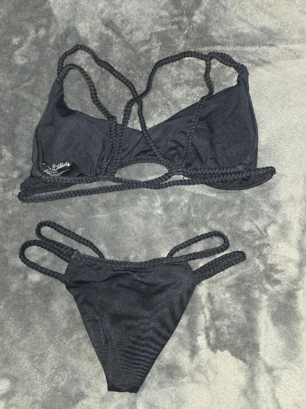 Frankie's Bikinis Braided Strap Black Two-Piece Bikini